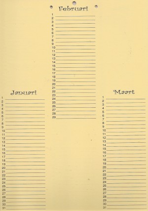 Knutsel kalender (cremé) om zelf te beplakken
