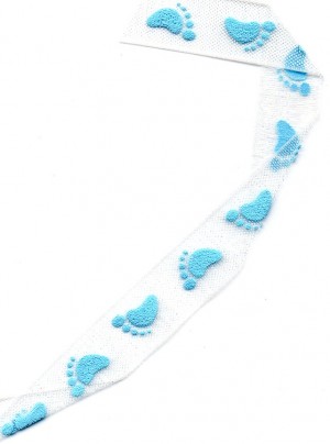 Satijn lint blauwe baby voetjes 10mm